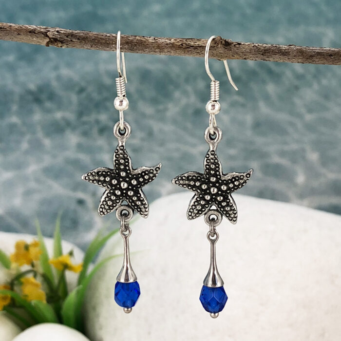 Lotus Starfish Charm Earrings - Set of Two