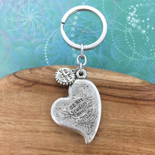 Heart and Flowers Keyring with White Howlite Charm - Image 2